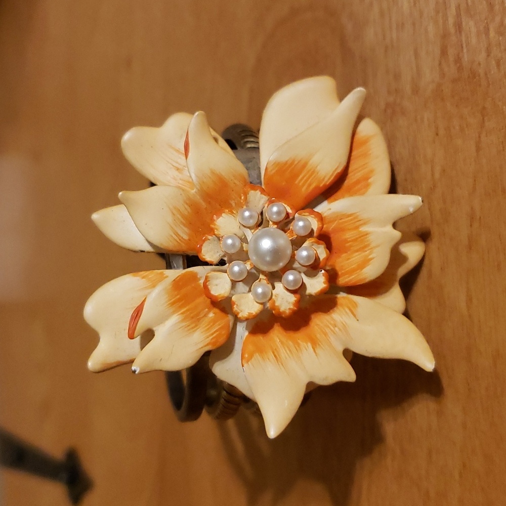 ⭐️⭐️Pink and orange flower bracelet with pearls - Picture 5 of 7